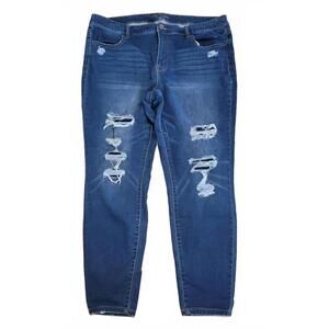 Maurices Dark Wash High Rise Distressed Skinny Jeans Plus Size 20W REG